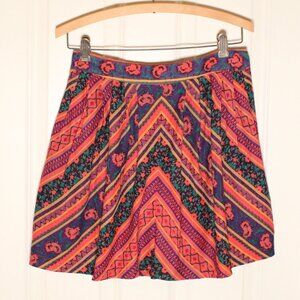 Free people floral stripe pattern mini skirt size small medium